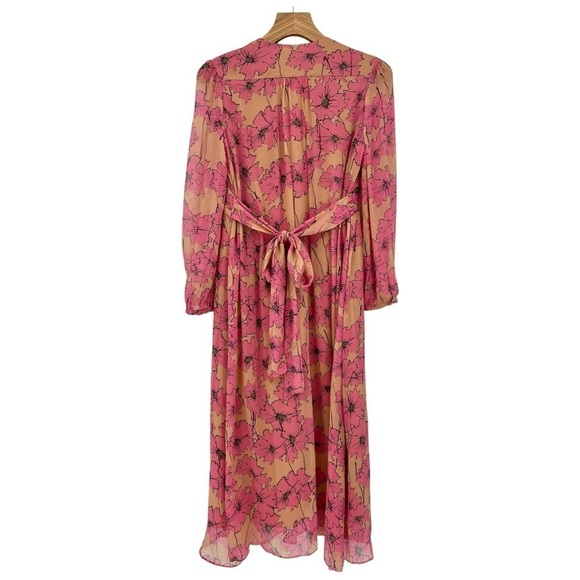 Joie Kaz Silk Floral Midi Dress in Sandstorm Multi Floral Size XS - Picture 5 of 15